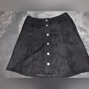 Black divided button up pencil skirt.